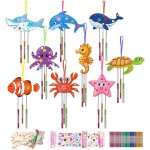 Kalanka - 9pcs bricolage carillon à vent, animaux marins artisanat en bois à peindre décoration suspendue ... Kalanka - 9pcs bricolage carillon à vent, animaux marins artisanat en bois à peindre décoration suspendue ...