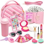 Kalanka - accessoires de sac a main petite fille, jouet de princesse, tlphone portable, faux maquillage, ...