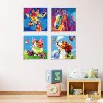 Kalanka - animaux mignons lot de 4 kits de peinture par numros pour enfants avec cadre pour ages 6 - ...