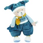 Kalanka - baby nat' - pantin d`activits ourson polochon bleu - 29 cm - peluche doudou avec anneau de ...