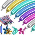 Kalanka - ballon long mtallique, 100 pices 260q  modeler avec pompe, multicolores pour sculpture, ...