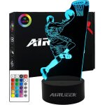 Kalanka - basketball veilleuse garcon enfants, veilleuse basket ball 3d lampe 16 couleurs changeantes ...