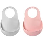 Kalanka - baba, lot de 2 bavoirs pour bb en silicone impermable, tour de cou ajustable, large poche ...