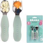Kalanka - beaba, lot de 2 pr - couverts inox et silicone, couverts bb, couverts enfant, ds 10 mois, ...