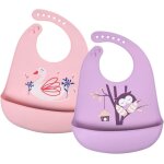 Kalanka - bb bavoir silicone souple, lot de 2 bavoirs etanches en silicone, bavoir bb en silicone ...
