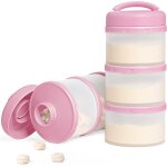 Kalanka - bote doseuse a poudre de lait empilable, paquet de 2 (bb rose)