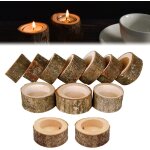 Kalanka - bougeoir bois naturel lot de 12 photophores personnalis support de bougie dcoration pour ...