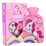 Kalanka - bouillotte magique licorne avec housse en flanelle douce certifi bs1970 poche d'eau chaude ...