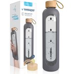 Kalanka - bouteille d`eau 1l de motivation en verre avec temps horaire, sans bpa, gourde en verre hermtique ...