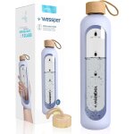 Kalanka - bouteille d`eau 1l de motivation en verre avec temps horaire, sans bpa, gourde en verre hermtique ...