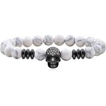 Kalanka - bracelet elastique en forme de tte de mort avec zircon, cadeau d'anniversaire, cadeau de nouvel ...