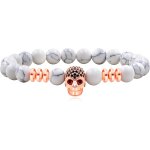 Kalanka - bracelet elastique en forme de tte de mort avec zircon, cadeau d'anniversaire, cadeau de nouvel ...