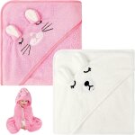 Kalanka - cape de bain bébé a capuche, 2pcs sortie de bain bébé super absorbante, 80 x 80cm peluche de ... Kalanka - cape de bain bébé a capuche, 2pcs sortie de bain bébé super absorbante, 80 x 80cm peluche de ...
