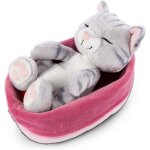 Kalanka - chat en peluche dans son panier rose - violet 16 cm - sleeping kitties peluches chatons douillettes ...