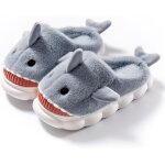 Kalanka - chaussons de requin peluche, 3d animaux pantoufles de requin chaude, silencieux pais doux ...