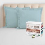 Kalanka - coton peign set de 2 taies d'oreiller 65x65 cm bleu bb, 100% coton longue tige 400 fils ...
