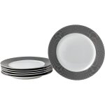 Kalanka - deagourmet saturn 206 black stroke lot de 6 assiettes plates en porcelaine blanche