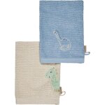 Kalanka - dino rexi lot de 2 gants de toilette en tissu eponge pour bb en coton absorbant et doux pour ...