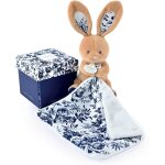 Kalanka - doudou et compagnie - doudou lapin pantin marine marron avec mouchoir - collection boh'aime ...