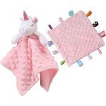 Kalanka - doudou douillet en peluche pour bb fille, devant a pois en minky et envers en sherpa avec ...