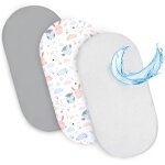 Kalanka - drap housse cododo pour nacelle ensemble de 2 draps lot de 3 : 75 x 35 cm avec protege matelas ...
