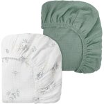 Kalanka - drap housse en mousseline de coton 80x40cm, 100% coton draps - housses pour couffin, draps ...