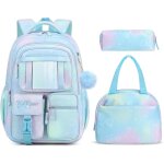 Kalanka - ensemble de cartable fille primaire, sac d ecole fille en 3 pices avec sac repas et trousses, ...