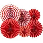 Kalanka - eventails en papier rouge rosace a suspendre dcoration de fte pour fiesta, baptme, mariage, ...