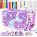 Kalanka - feutres coloriage enfants, 70 pices mermaid lavable parfums marqueur set avec trousse, crayons, ...