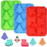 Kalanka - finegood lot de 3 moules en silicone, en forme d'arbre de nol, chaussettes et cloches, plaques ...