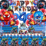 Kalanka - super - hros kit fte decoration anniversaire, 101 pices anniversaire vaisselle, 4 ans ballon ...