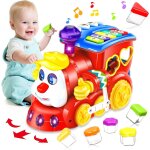 Kalanka - jouet enfant 1 an garcon fille train rouge jouet bebe 6 9 12 18 mois avec musique / lumire ...