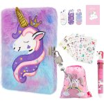 Kalanka - journal intime fille avec cadenas et cl, 13 pices peluche carnet secret licorne enfant, 160 ...