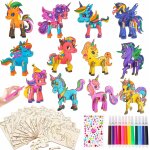 Kalanka - licornes en bois, 12 pices licorne bricolage peinture kit, licorne en bois loisir cratif ...