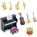 Kalanka - maison de poupe, lot de 11 mini instruments de musique miniatures pour maison de poupe, mini ...