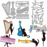 Kalanka - matrices de dcoupe en mtal chat thme pochoirs plusieurs instruments de musique mtal matrices ...