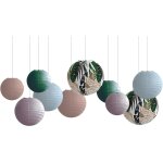 Kalanka - methedeeco lot de 10 lanterne papier 30 25 20 cm boules en papier suspendues avec motif de ...