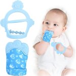 Kalanka - moufle de dentition en silicone alimentaire, 2pcs jouet de dentition pour bb sans bpa aide ...