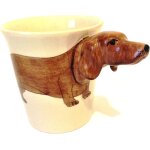 Kalanka - mug - chien - teckel - brun - tasse - 3d - ceramique - animaux fait main enfant femme garcon ...