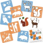Kalanka - nakleo pochoirs de dessin pour enfants 8 pcs 15x15cm animaux des forêts, plastique et réutilisable ... Kalanka - nakleo pochoirs de dessin pour enfants 8 pcs 15x15cm animaux des forêts, plastique et réutilisable ...