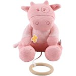 Kalanka - noukie's - mini peluche musicale lola - doudou vache en coton bio + anneau en bois - eveil ...