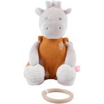 Kalanka - noukie's - mini peluche musicale tiga - doudou girafe en veloudoux + anneau en bois - eveil ...