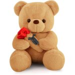 Kalanka - ours en peluche avec rose, 25cm ourson peluche marron, poupée ours teddy avec rose, animaux ... Kalanka - ours en peluche avec rose, 25cm ourson peluche marron, poupée ours teddy avec rose, animaux ...