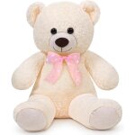 Kalanka - ours en peluche teddy 60 cm, doux et dcoratif avec noeud papillon, pour les enfants blanc