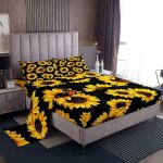 Kalanka - parure de lit tournesol pour filles - motif floral jaune - pour chambre d'enfant et femme - ... Kalanka - parure de lit tournesol pour filles - motif floral jaune - pour chambre d'enfant et femme - ...