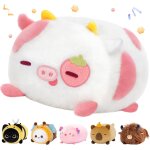Kalanka - peluche vache fraise kawaii oreiller doux 20cm, oreiller peluche mignon clin pour enfants ...