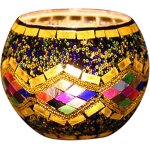 Kalanka - photophore en verre mosaque teint romantique fait a la main pour centres de table, nol, ...