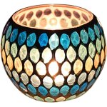 Kalanka - photophore en verre mosaque teint romantique fait a la main pour centres de table, nol, ...