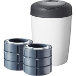 Kalanka - poubelle a couches simplee sangenic, inclus 6x cassettes de recharge, blanc et gris