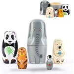 Kalanka - poup�es gigognes animaux en bois, 5 pi�ces poup�es empilables pour f�tes et festivals
